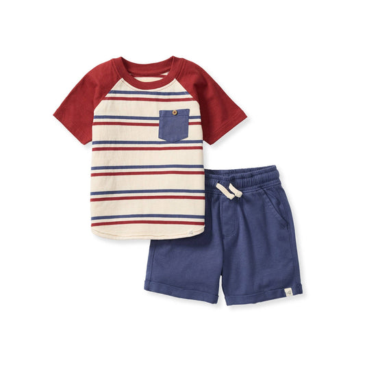Burt's Bees Baby - USA Stripe Boy Tee & Shorts Set