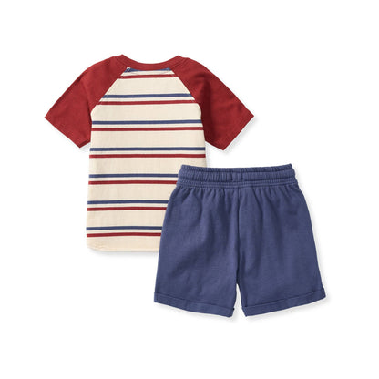 Burt's Bees Baby - USA Stripe Boy Tee & Shorts Set