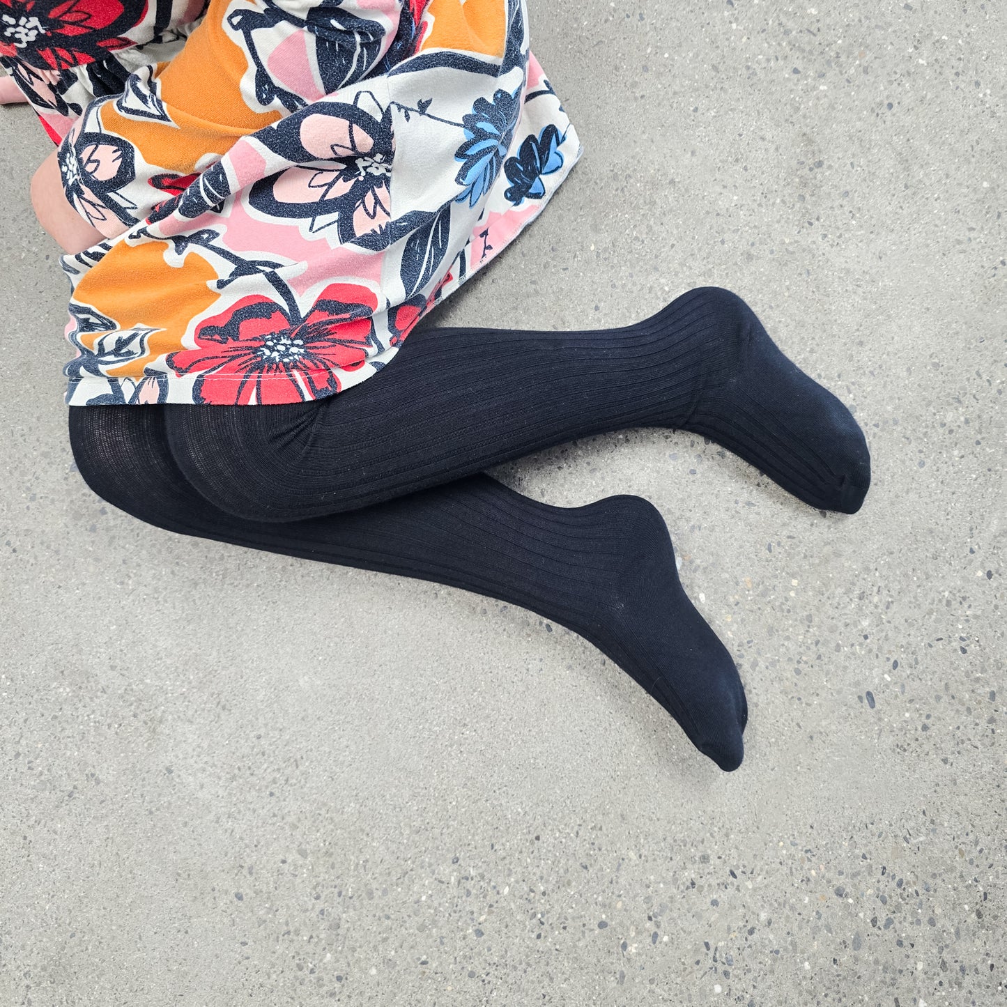 Rib Knit Tights | Midnight