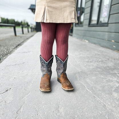 Rib Knit Tights | Berry