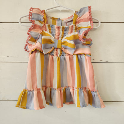 Size 24m | Little Lass Striped Bow Shirt