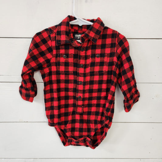 Size 18m  | Oshkosh Plaid Button Down Bodysuit