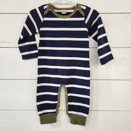 Size 12-24m | Unbranded Blue & White Striped  Romper