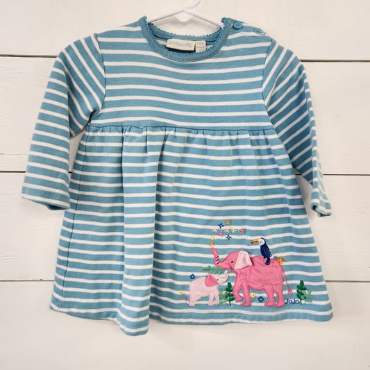 Size 6-12m | JoJo Maman Bebe Blue Striped Dress