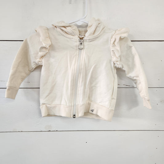 Size 3-6m | Burt's Bees Cream Ruffle Jacket