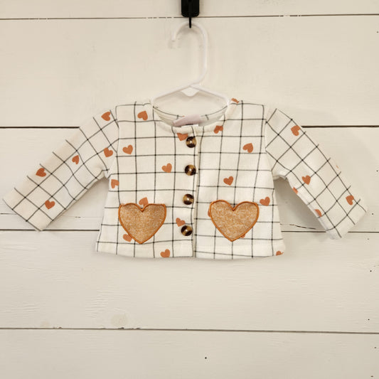 Size 6-9m | Little Lass White and Orange Heart Jacket
