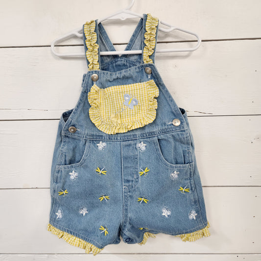 Size 18m | Unbranded Yellow Butterfly Jean Overall Shorts