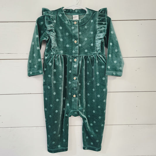 Size 9m | H&M Green Polka Dot Romper
