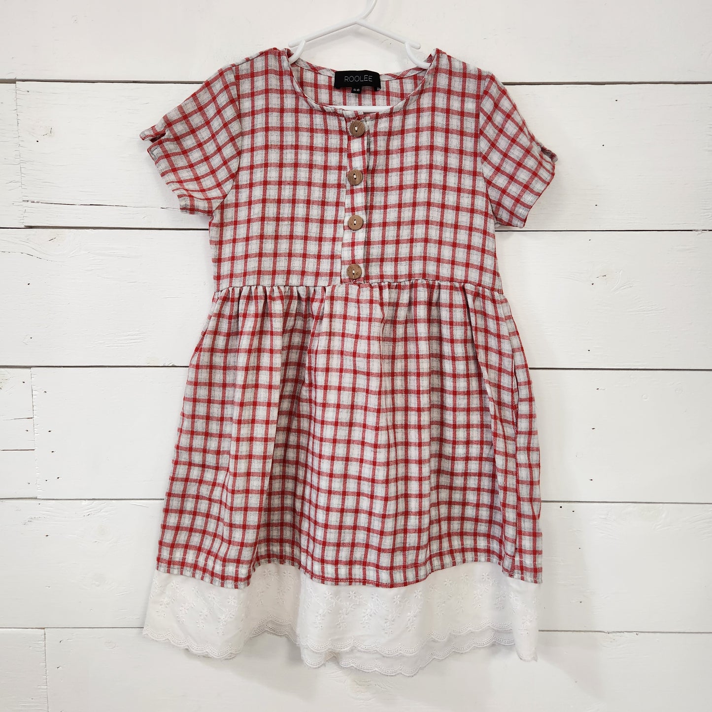 Size 5-6 | Roolee Plaid & Lace Dress