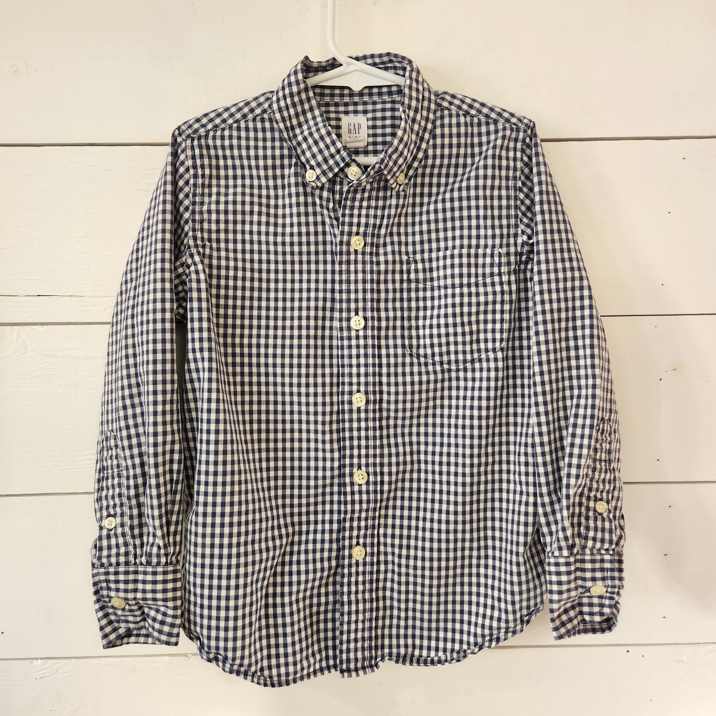 Size 6-7 | Gap Blue Plaid Dress Shirt