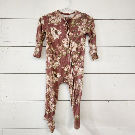 Size 6-9m | Angel Dear Ruffle Zip Sleeper -Mauve Floral