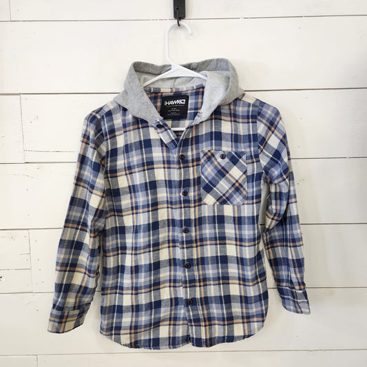 Size 10 | Hawk Kids' Flannel Hooded Shirt | UBNUU