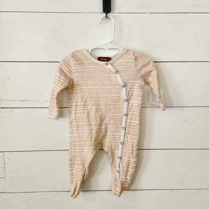 Size 0-3m | MILKBARN Orange Striped Baby Footie | UBNUU