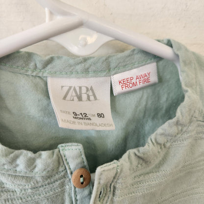 Size 9-12m | Zara Kids' Green Shirt | UBNUU