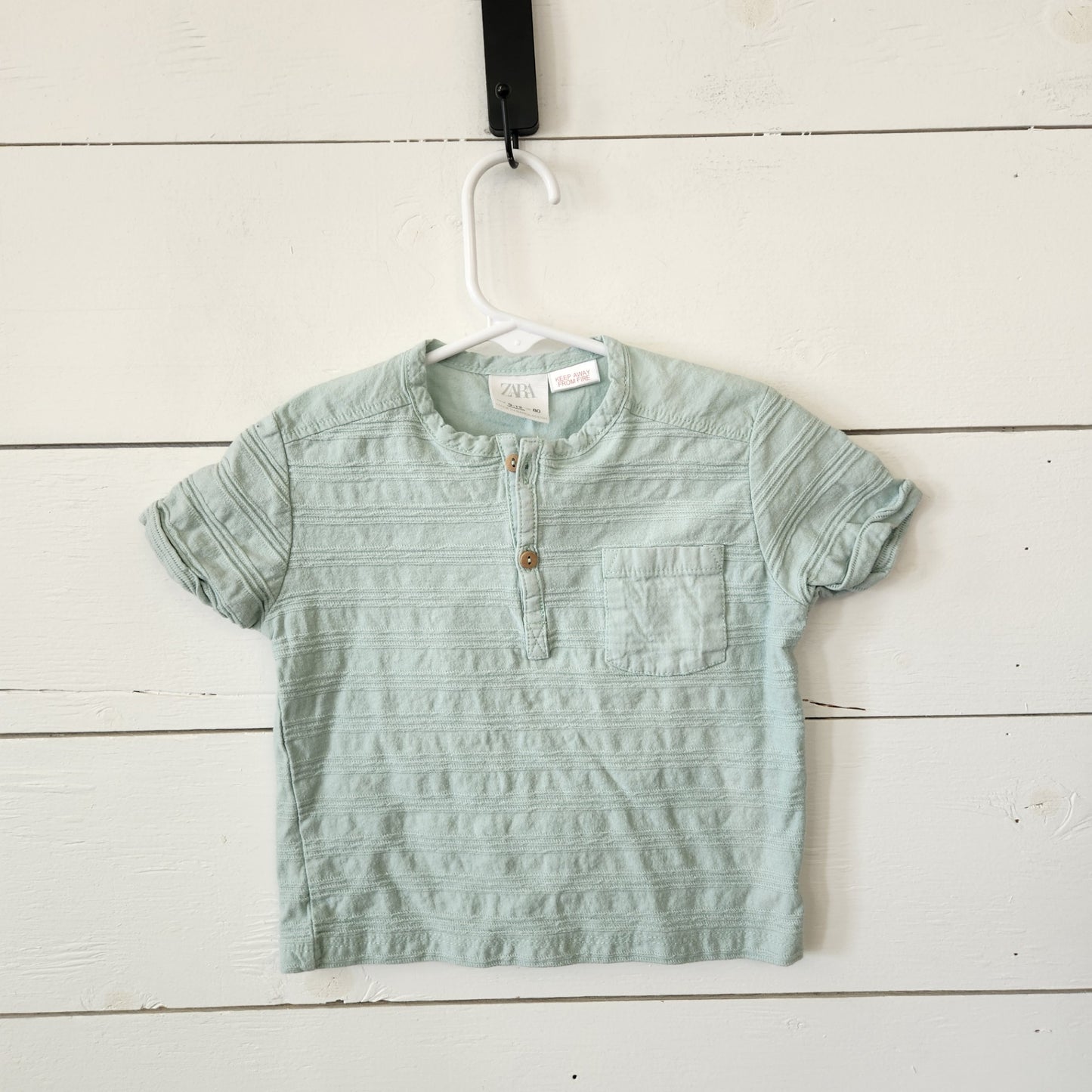 Size 9-12m | Zara Kids' Green Shirt | UBNUU