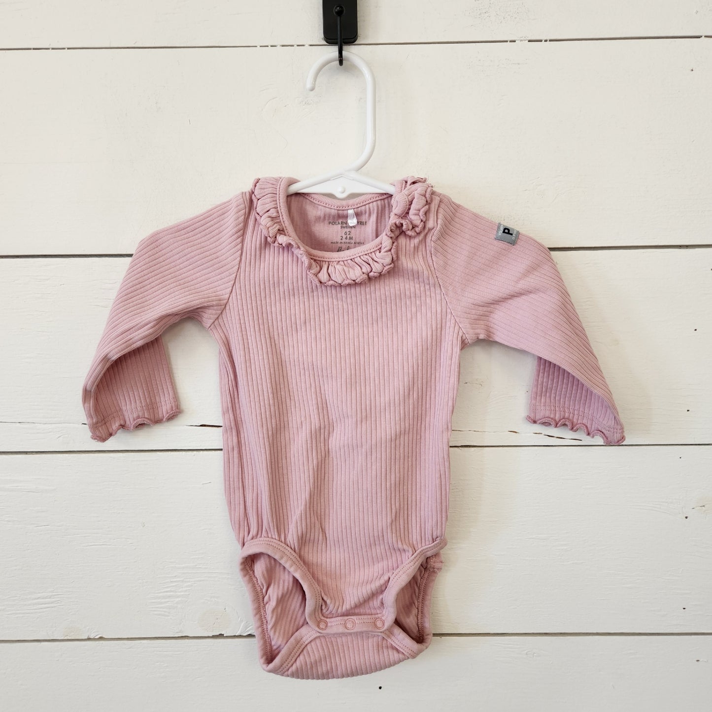 Size 2-4m | Polarn O. Pyret Pink Baby Bodysuit | UBNUU