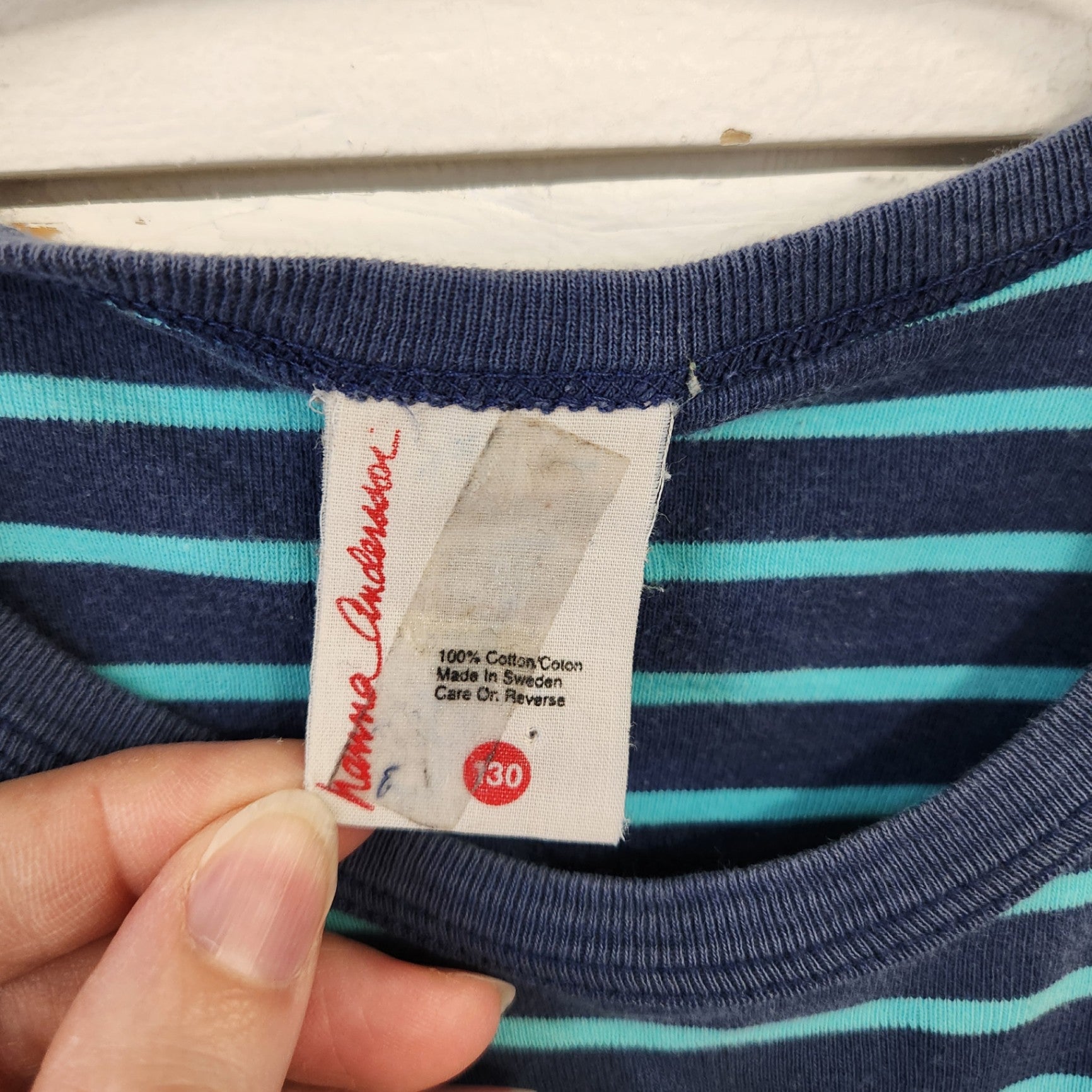 Size 8 | Hanna Andersson Navy Striped T-Shirt | UBNUU