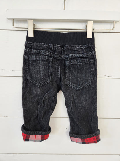 Size 6-12m | GYMBOREE Black Flannel Lined Jeans | UBNUU