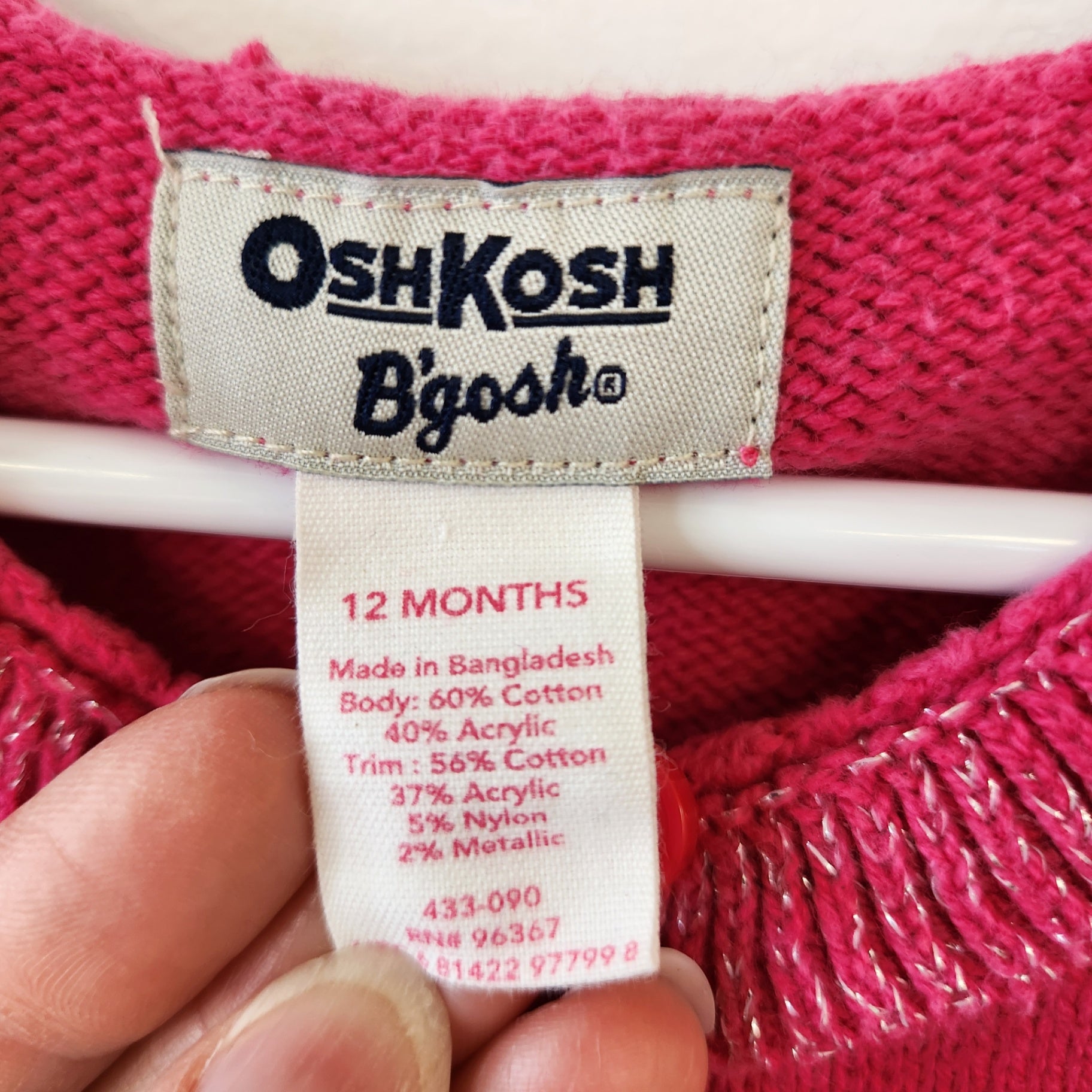 Size 12m | OshKosh Kids' Crop Sweater | UBNUU