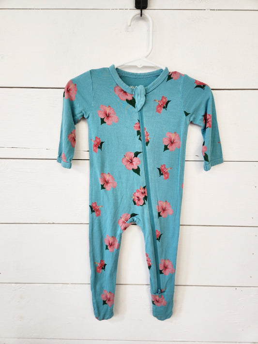 Size 3-6m | Kyte Baby Hibiscus Zip Footie | UBNUU
