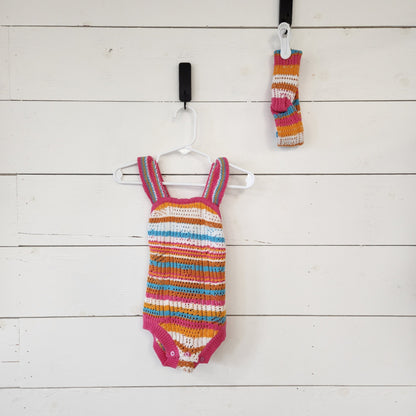 Size 3-6m | Jessica Simpson Kids' Knitted Romper w/ Headband | UBNUU