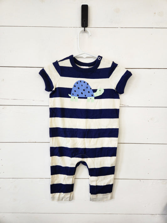 Size 6-12m | Hanna Andersson Striped Turtle Romper | UBNUU