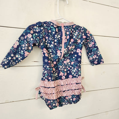 Size 6-12m | Ruffle Butts Kids' Navy Swimsuit | UBNUU