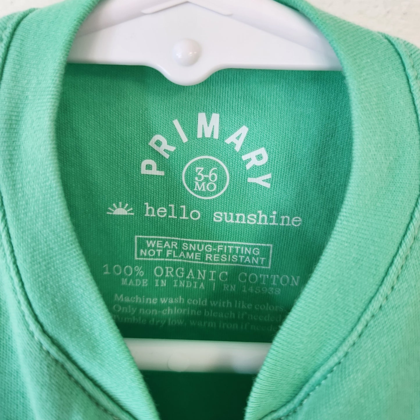 Size 3-6m | Primary Green Baby Footie | UBNUU