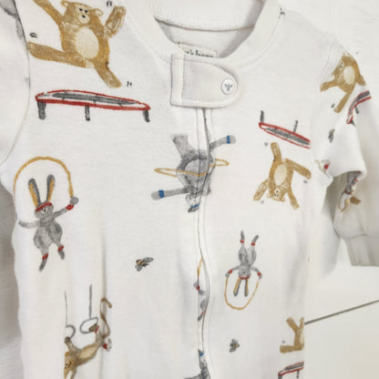 Size 3-6m | Burt's Bees Exercise Animals Kids' Footie | UBNUU