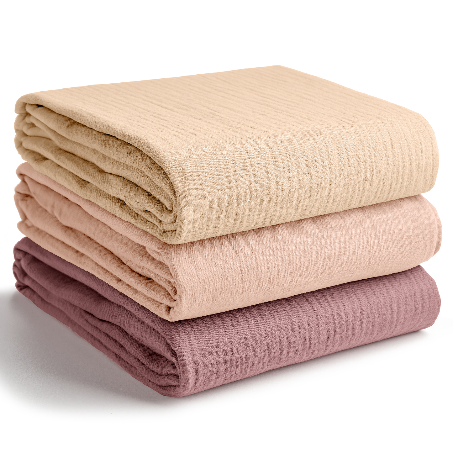 Muslin Swaddle Blankets Pack of 3 | Blush - Bold Blush - Dusty Rose
