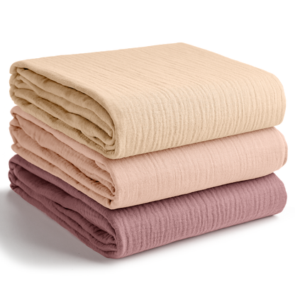 Muslin Swaddle Blankets Pack of 3 | Blush - Bold Blush - Dusty Rose