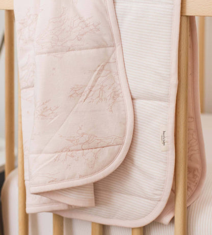 Swaying Branches Organic Cotton Reversible Baby Blanket | Pink