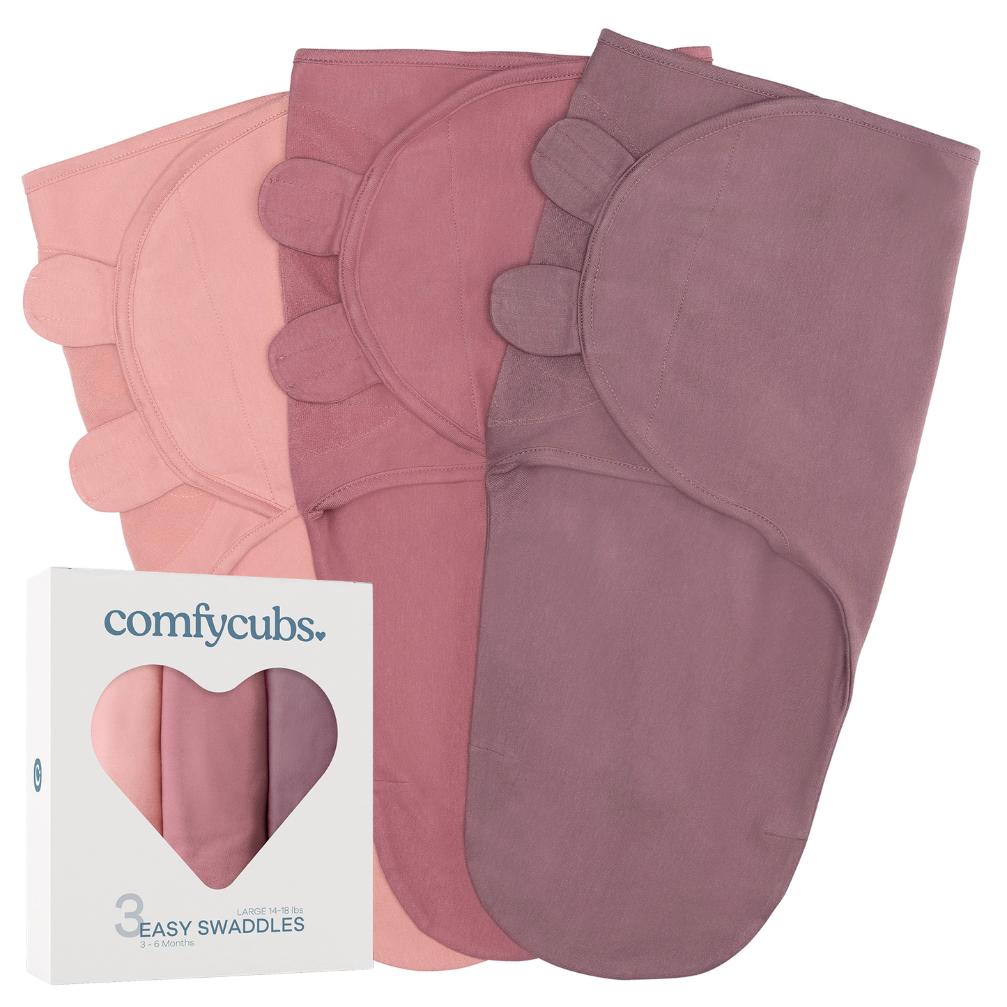 100% Cotton Easy Swaddle Blanket, 3 Pack