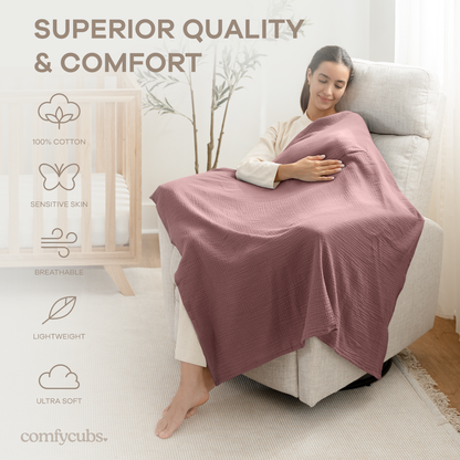 Muslin Swaddle Blankets Pack of 3 | Blush - Bold Blush - Dusty Rose