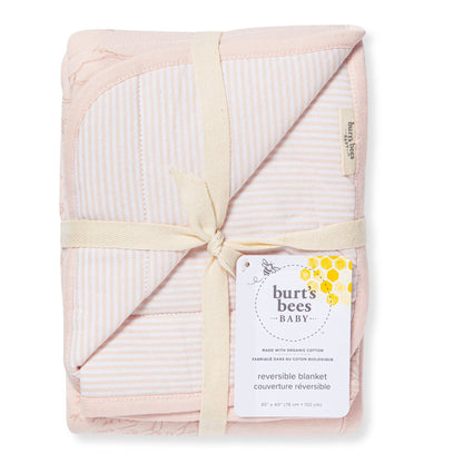 Swaying Branches Organic Cotton Reversible Baby Blanket | Pink