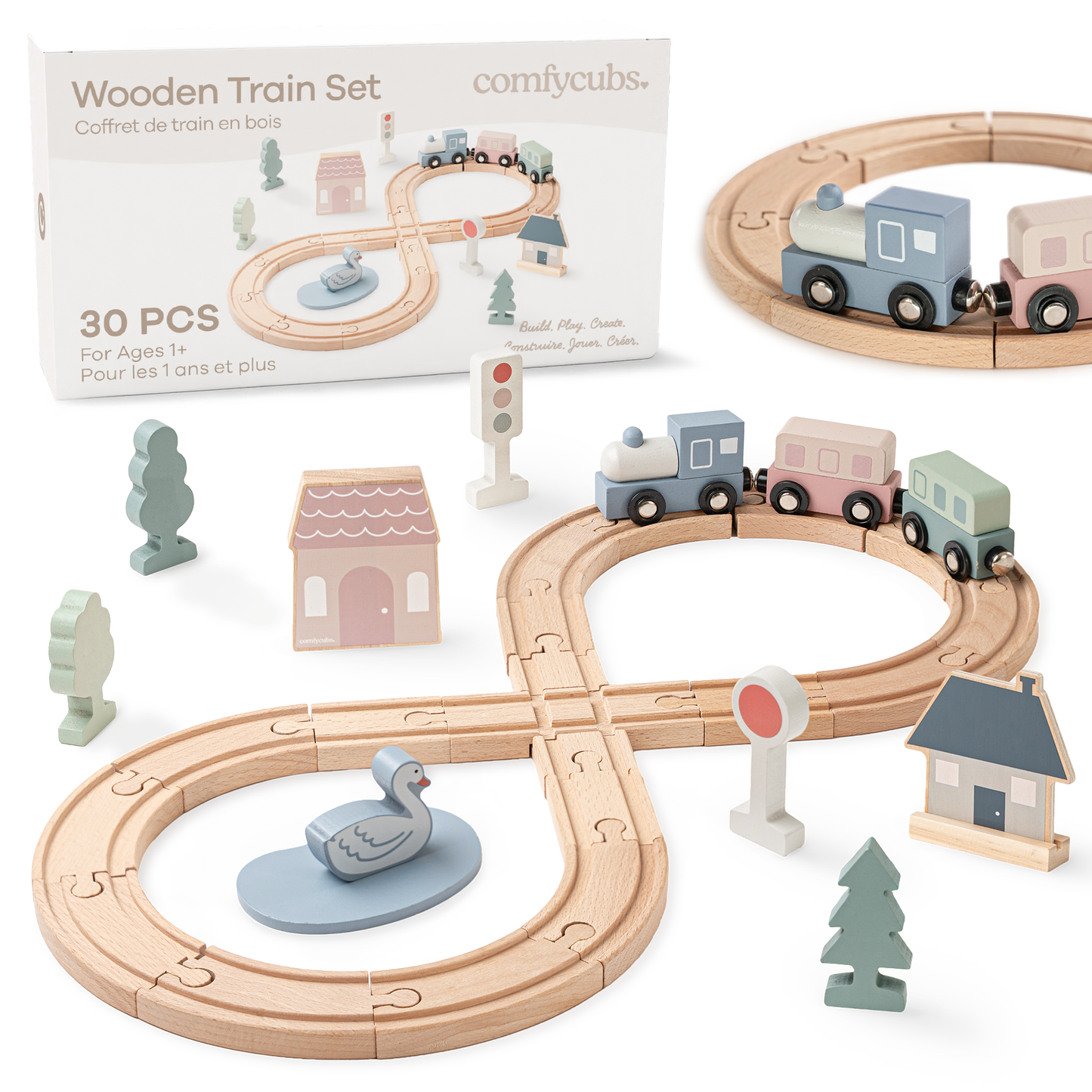 30-PC Wooden Train Set