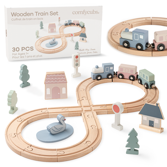 30-PC Wooden Train Set