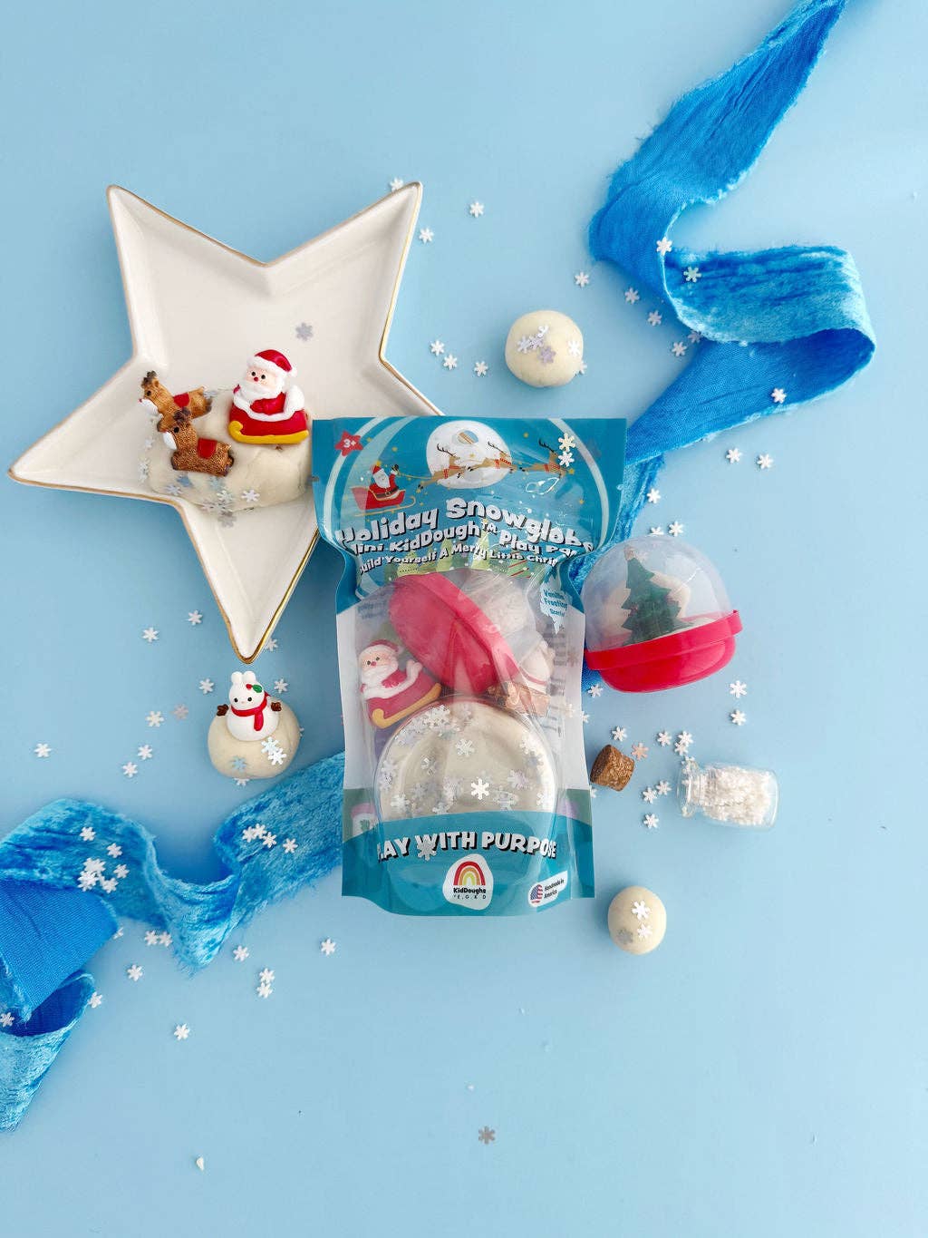 Earth Grown KidDoughs (KidDoughs by EGKD) - Holiday Snowglobe Mini KidDough Play Pack