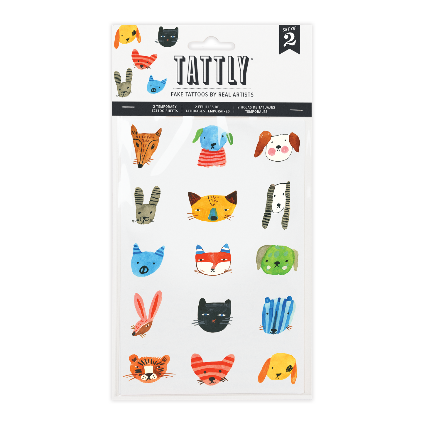 Tattly - Fuzzy Faces Tattoo Sheets