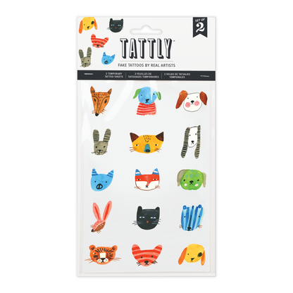Tattly - Fuzzy Faces Tattoo Sheets