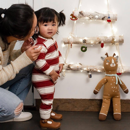 Rugby Peace Stripe Jumpsuit by Burt`s Bees | Brick Red