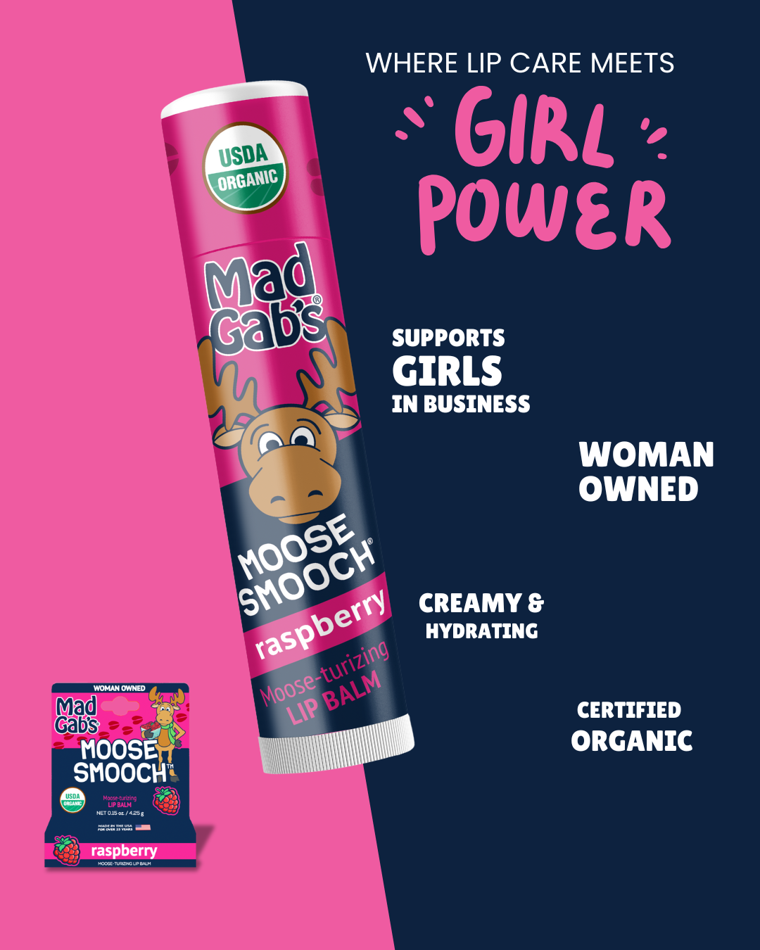 Mad Gab's - 3PK Organic Moose Smooch Lip Balm Peg