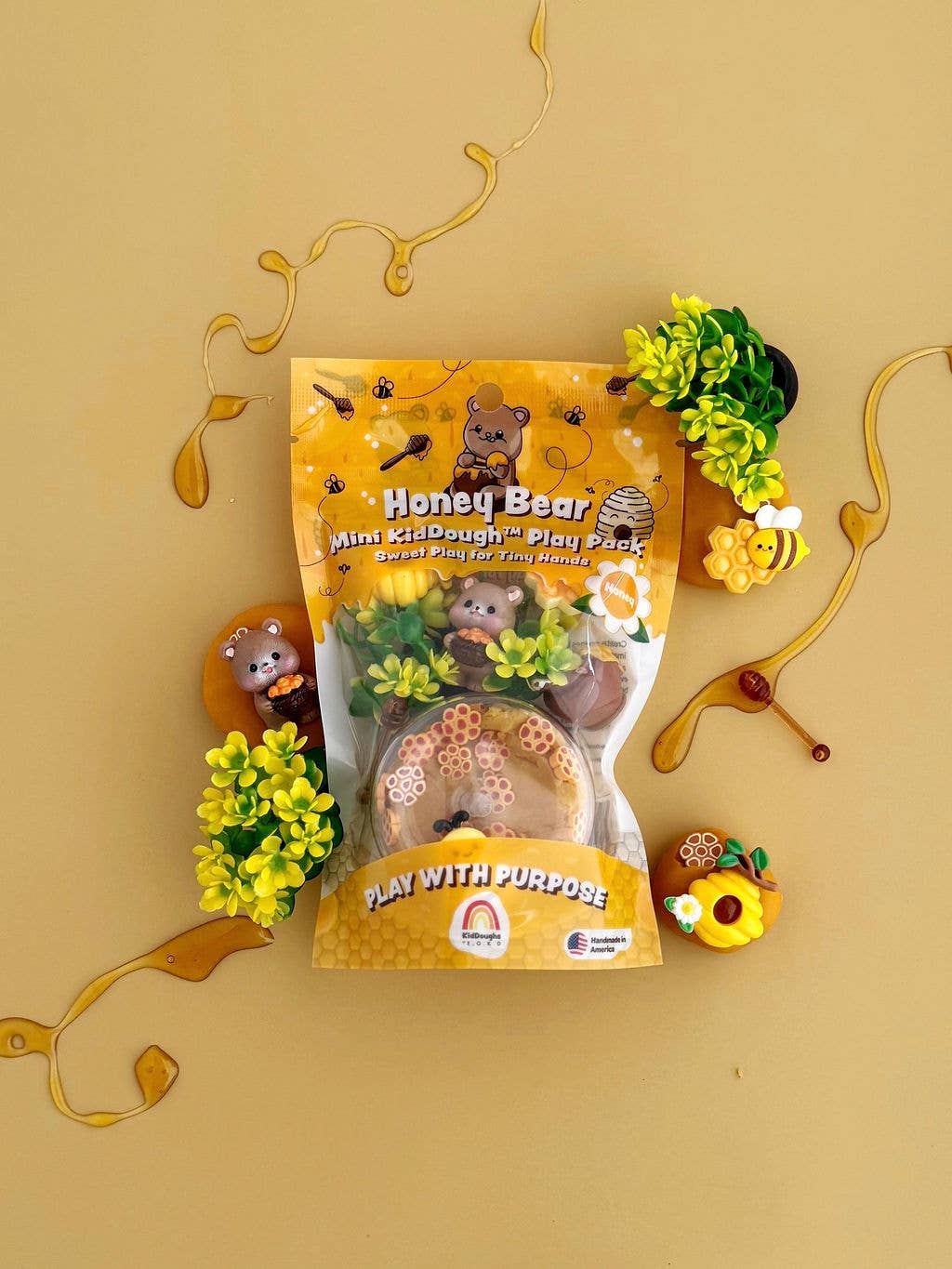 Earth Grown KidDoughs (KidDoughs by EGKD) - Honey Bear Mini Play Pack