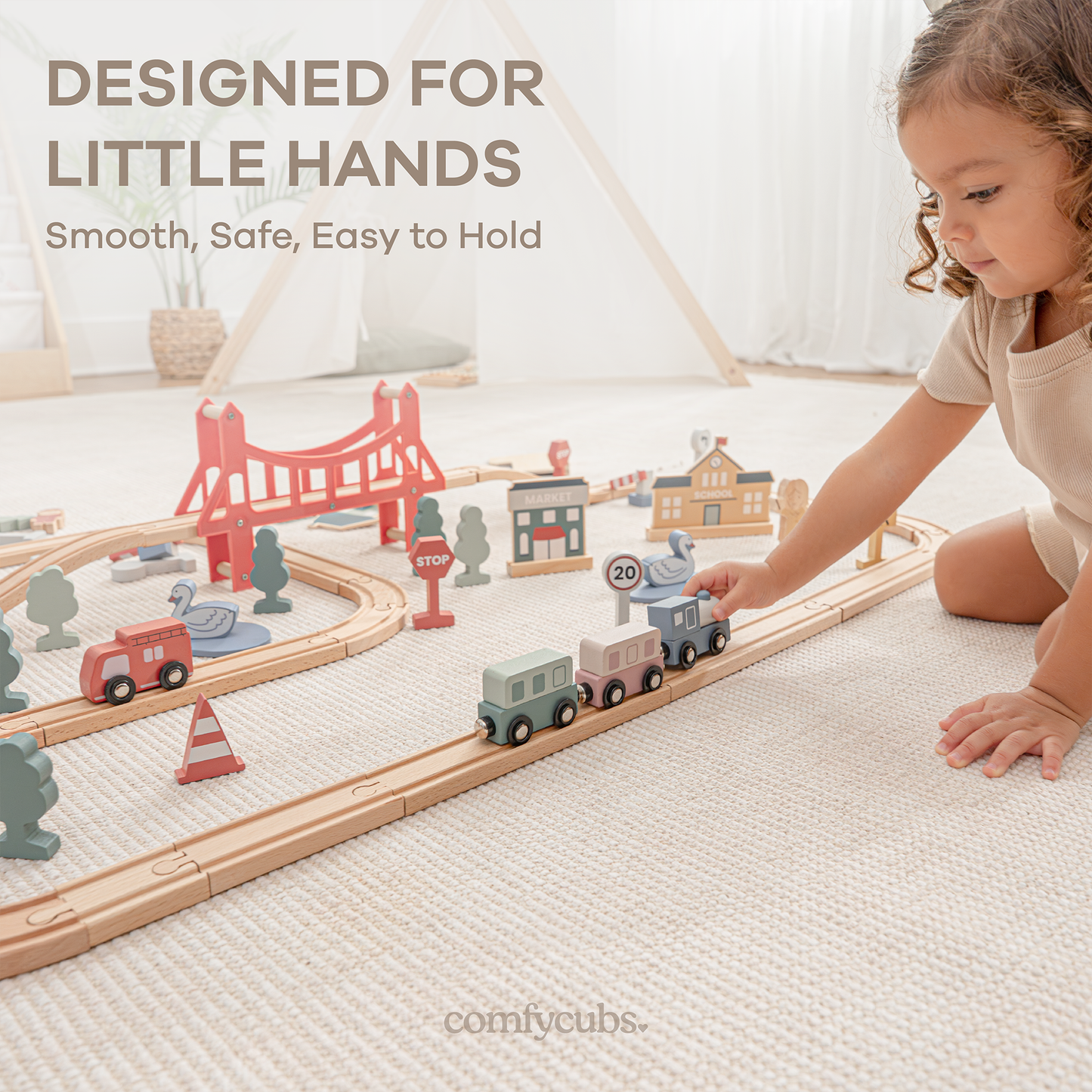 100-PC Wooden Train Set