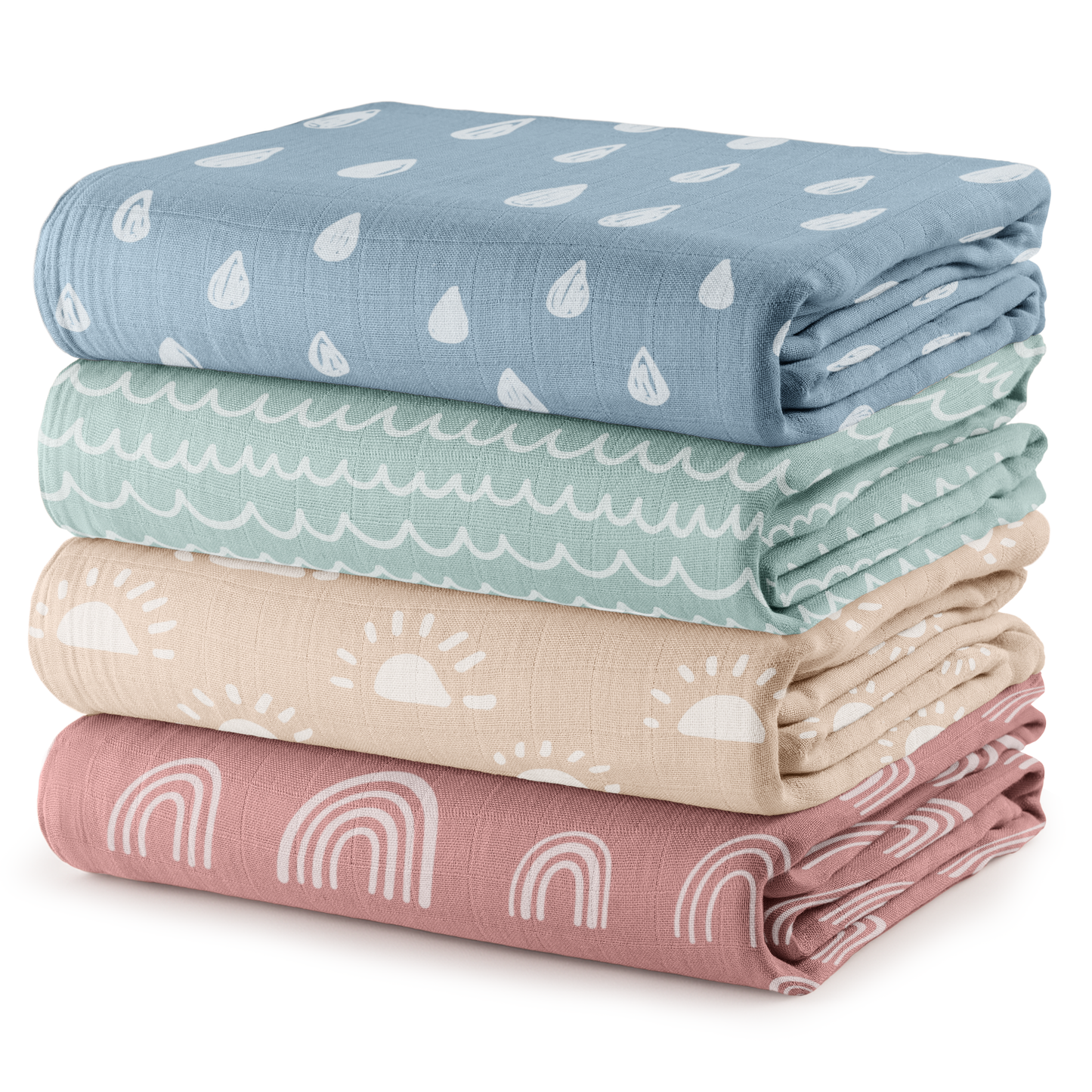 Muslin Swaddle Blankets, Pack of 4