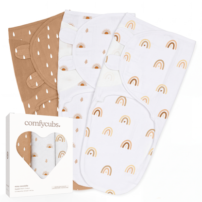 100% Cotton Easy Swaddle Blanket, 3 Pack | Rainbow Bohemian