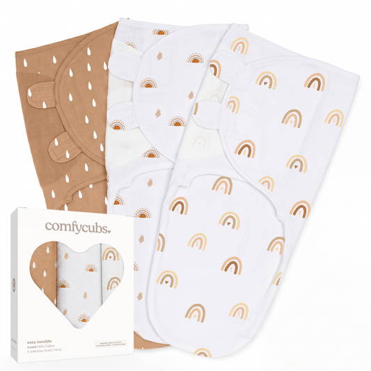100% Cotton Easy Swaddle Blanket, 3 Pack | Rainbow Bohemian