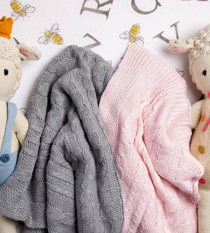 Organic Cotton Cable Knit Baby Blanket by Burt`s Bees | Heather Grey