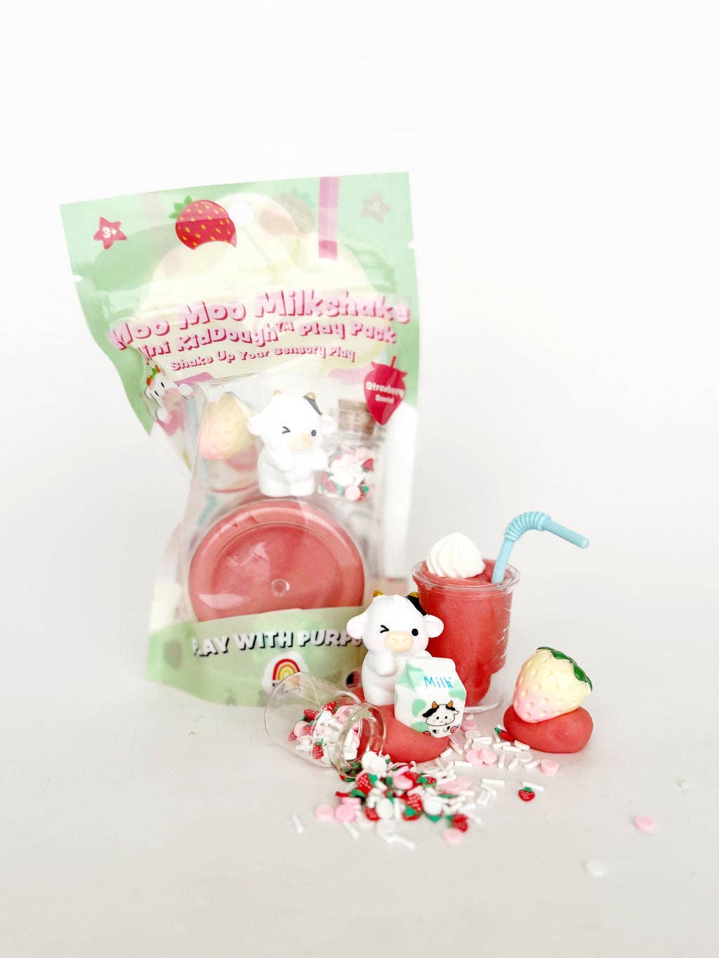 Earth Grown KidDoughs (KidDoughs by EGKD) - Moo Moo Milkshake Mini KidDough Play Pack