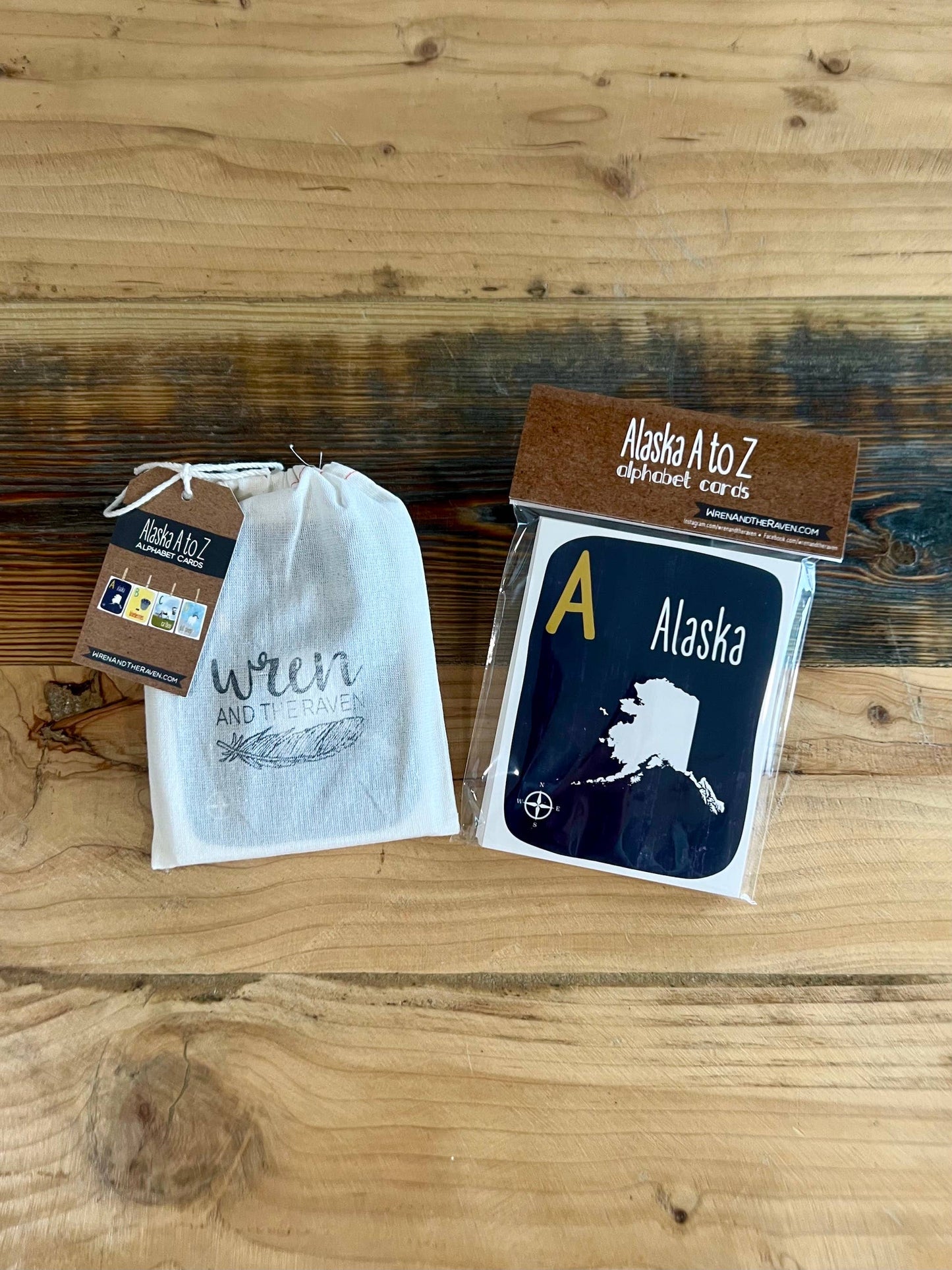 Wren and the Raven - Alaska A to Z Alphabet Cards: Re-usable Cloth Bag